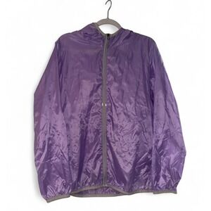 New Balance Womens XL Purple Packable Windbreaker Hooded Running Jacket RN130893